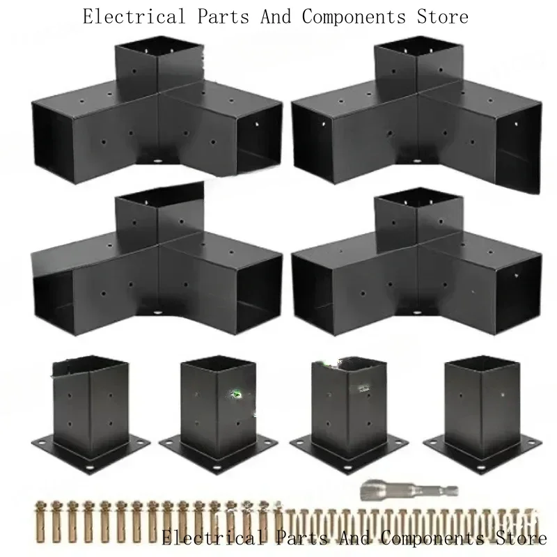 Heavy Alloy Steel Kit With 3-Way 4X 4 (Actual 3.6 X 3.6) Lumber,Pergola Brackets Suitable FPergolas
