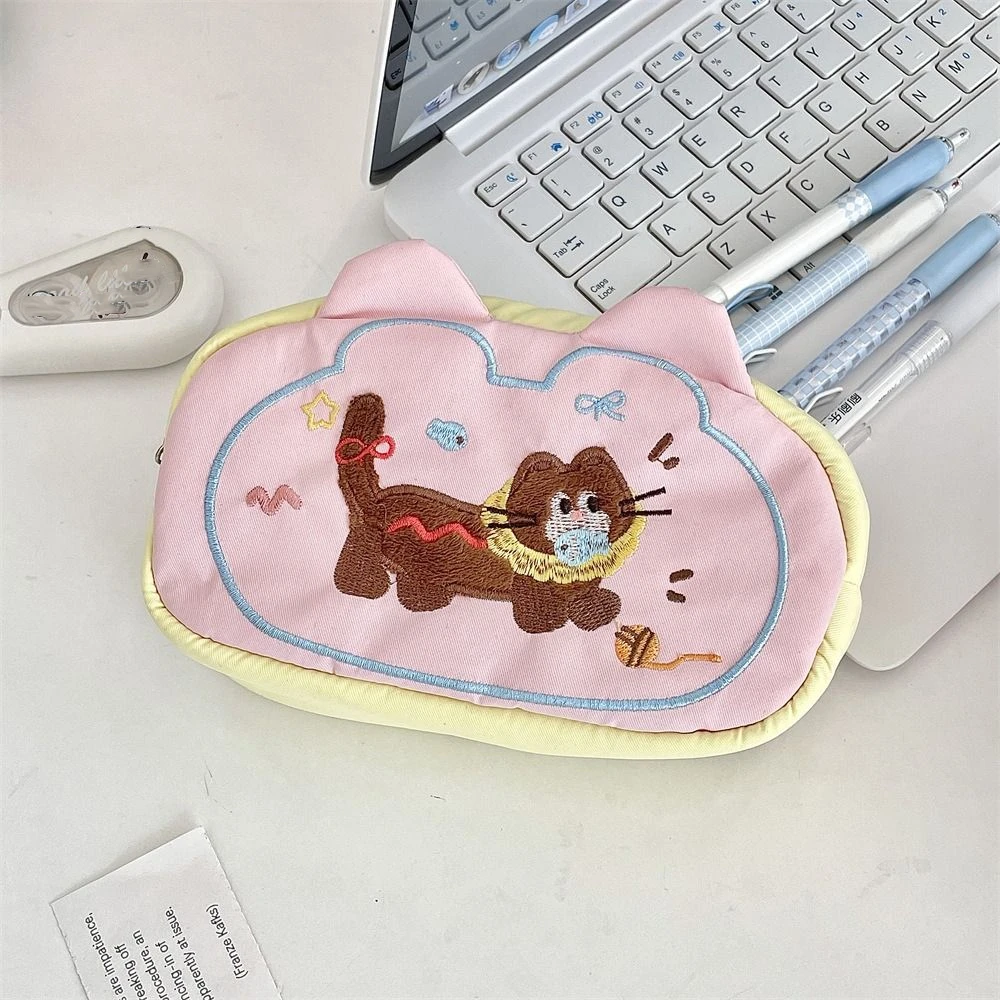 Sweet Puppy Mini Cosmetic Bag Soft Multifunctional Cartoon Pencil Case Candy Color Pouch for Make Up Kit Small Item Bag Travel