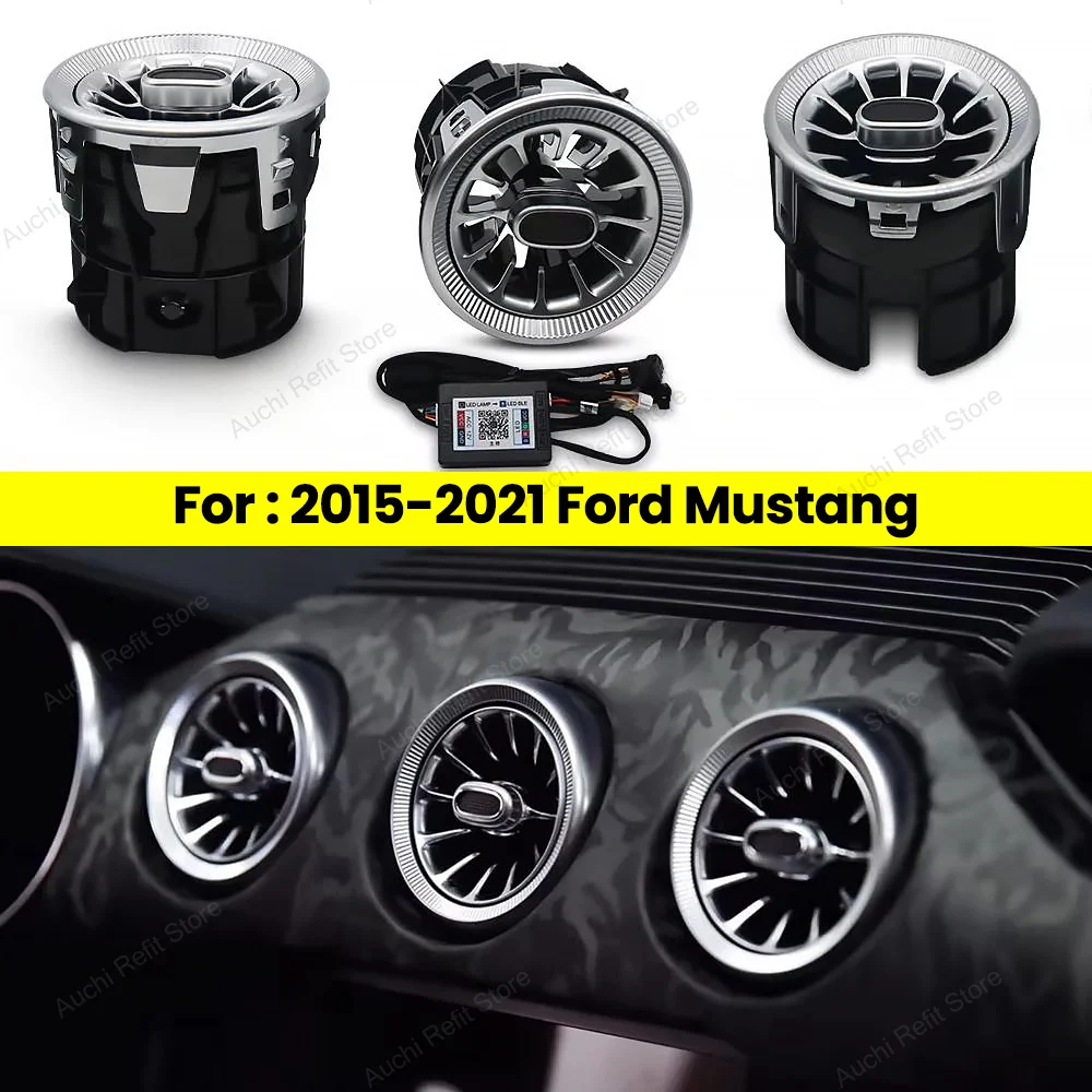 Image of 256-Farben LED Ambientebeleuchtung für Ford Mustang 2015-2021 Klimaanlage Armaturenbrett Luftauslass Premium Neonlicht