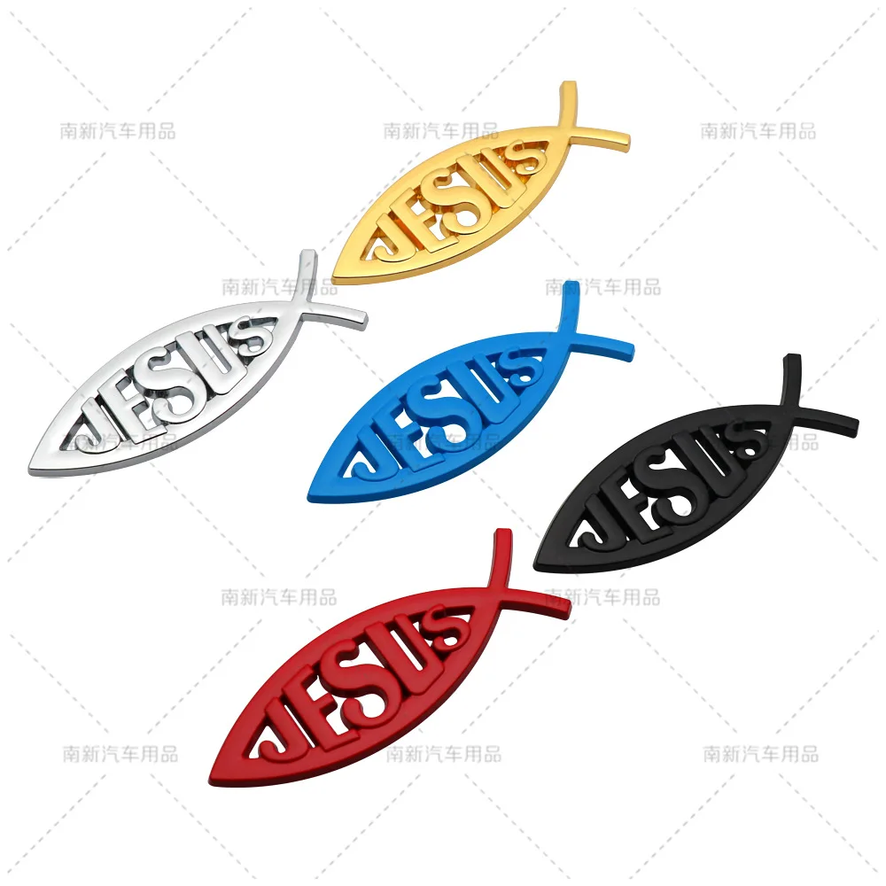Car Styling 3D Metal Christian Jesus Fish Symbol Logo Decal Universal Car Body Window Truck Emblem Badge Decoration Sticker