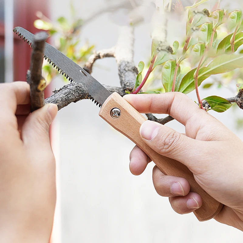 منشار يدوي صغير قابل للطي مقبض خشبي غير قابل للانزلاق منشار قابل للطي منشار قطع فلوش لأداة قطع النجارة البلاستيكية اليدوية