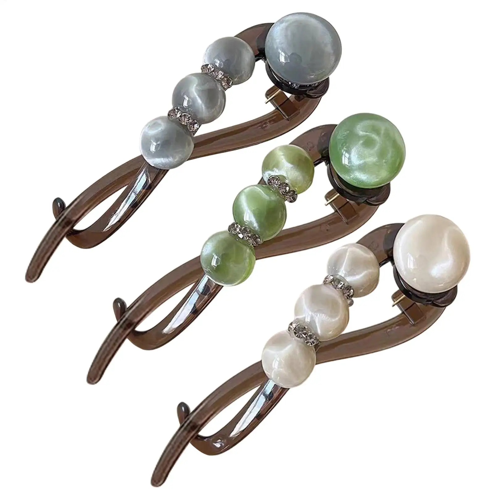 S Shape Elegant Twist Barrette Pearl Decor Non Slip Jaw Fashion Twist Clip Hair Barrettes Ponytail Holder Women Hair Accessories