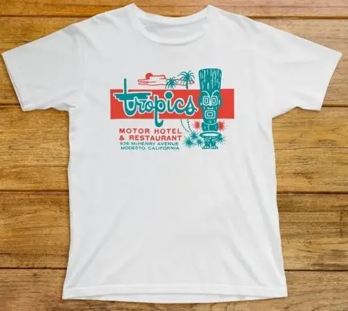 Camiseta Retro de Motor Hotel, camisa blanca, 791