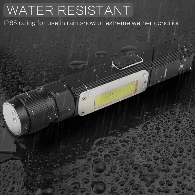 Powerful COB+LED Flashlight Hands-free Dual Fuel 90 Degree Twist Rotary Clip Waterproof Torch Magnetic Flashlight Camping Light