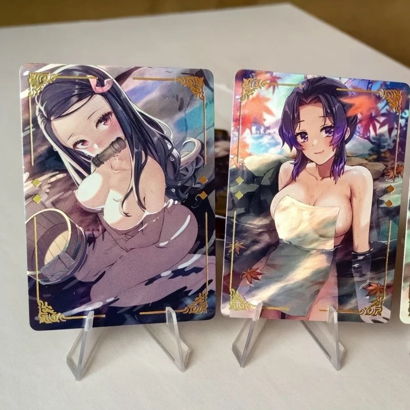 Anime Demon Slayer Kamado Nezuko Kochou Shinobu Kanroji Mitsuri Diy Collectible Cards Christmas Birthday Gifts Children\'s Toys