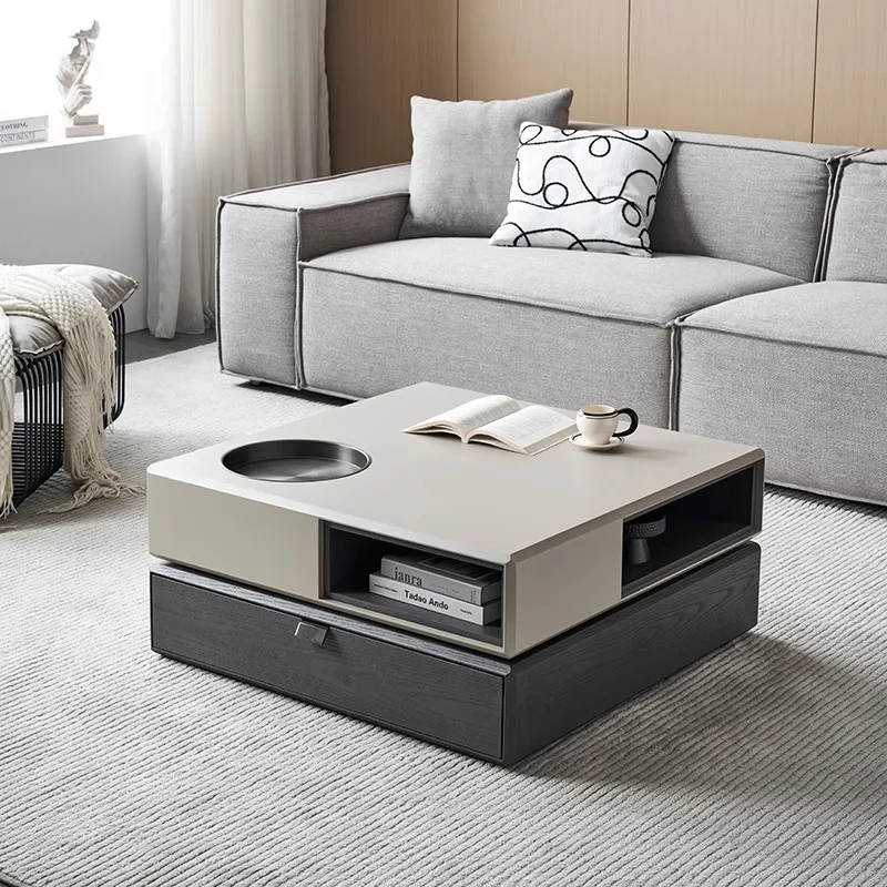 

Light luxury Italian modern rotating Rubik's Cube coffee table square black elm high-end simple new ideas