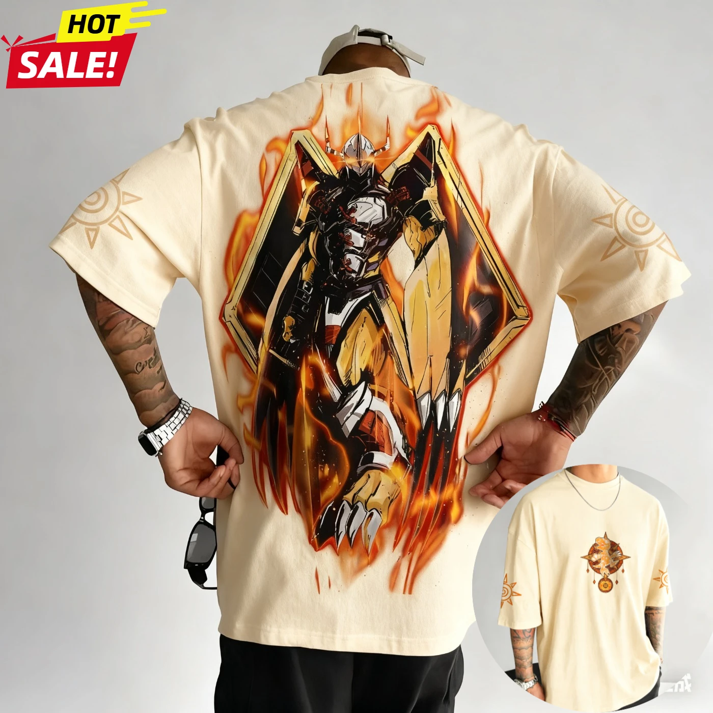 War Greymon Anime Digimon Harajuku Herren Vintage Sommer T-Shirt Lose Damen Streetwear Casual Sport Baumwolle Kurzarm T-Shirt