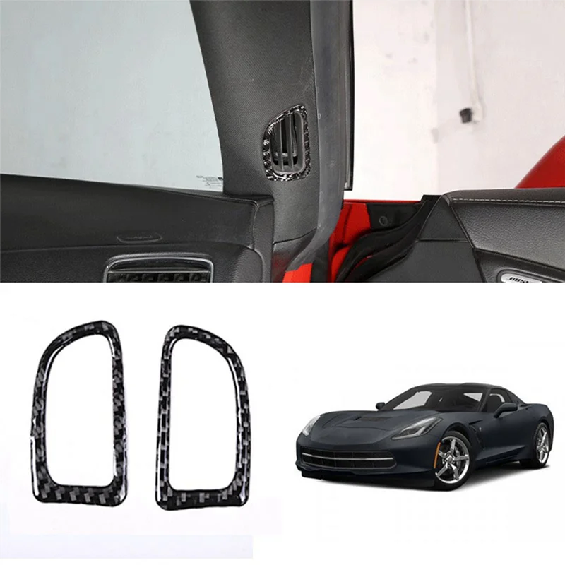 Car Carbon Fiber Front A-Pillar Air Vent Housing Outlet Frame Cover Trim for Chevrolet Corvette C7 2014-2019