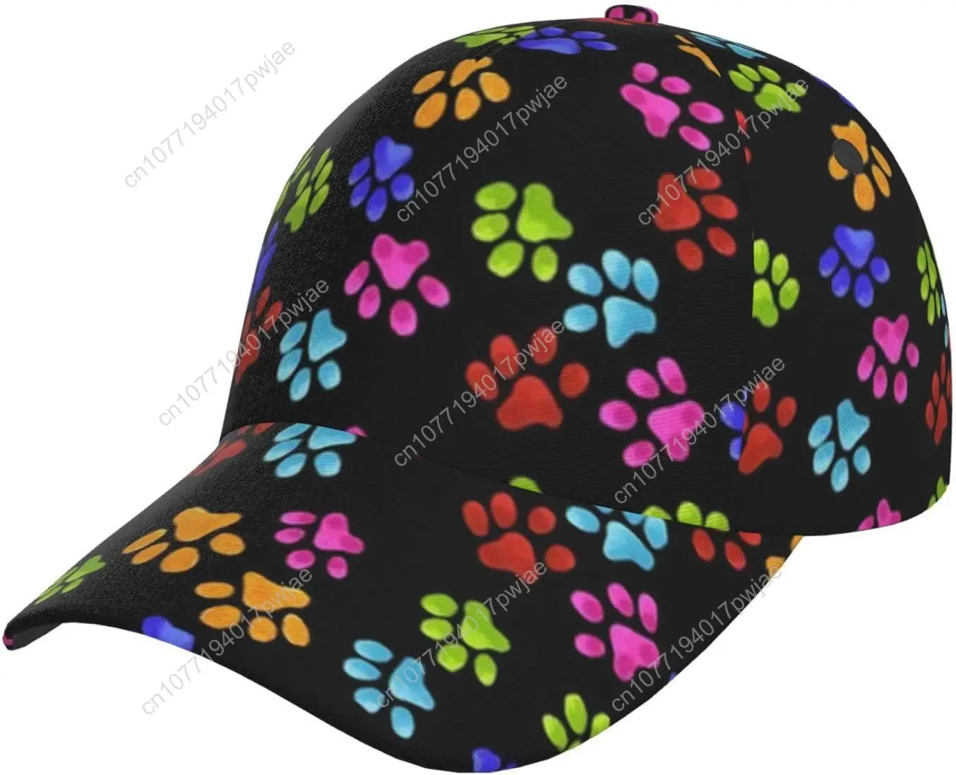 

Paw Dog Print Watercolor Pattern Snapback Hat Cap Hip Hop Style Flat Colorful Baseball Cap Women Men Adjustable Size Hats