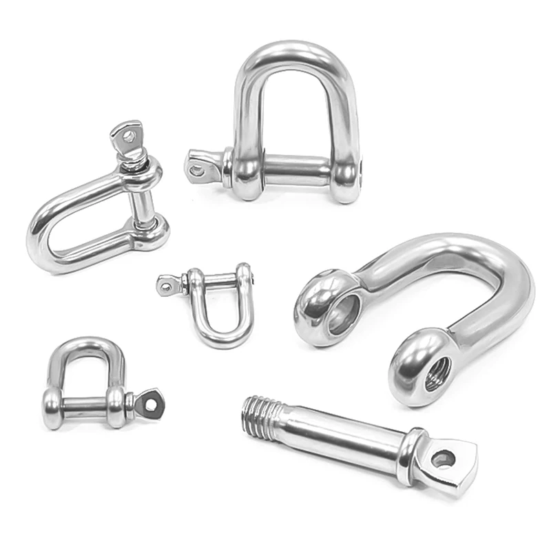 1/2PCS M4/5/6/8/10/12/14 304 stainless steel D-type release buckle bow lifting lock chain link buckle hook U-shaped fixed lock