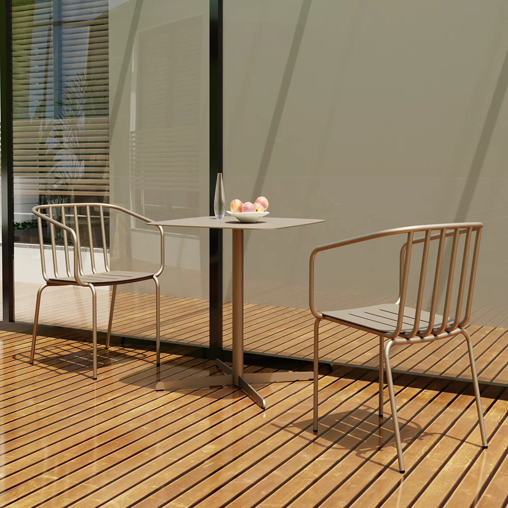 cd-Nordic Popular Modern Commercial Bar Aluminum Balcony Coffee Table Chair Outdoor Dinning Table#