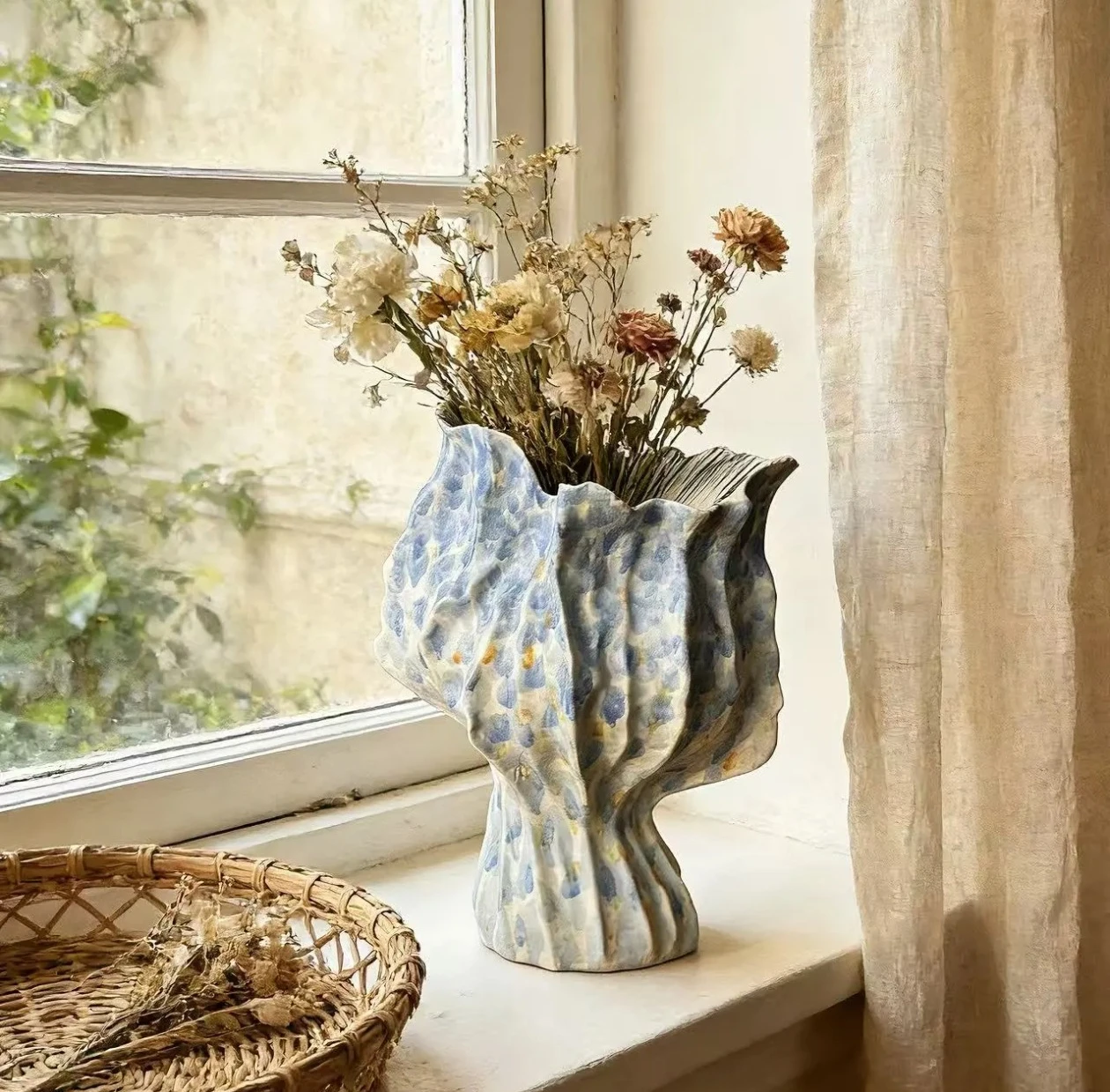 Abstract Handmade Ceramic Vase Flower Arrangement Decoration Home Room Table Furnishing Crafts Study Office Desk Accessories Art