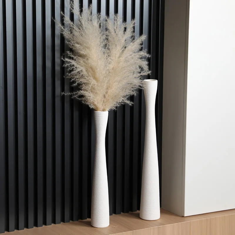 

Mutihome French Minimalist White Brushed Slender Vase Decoration Living Room Dried Flower Arrangement Home Decoration Vase