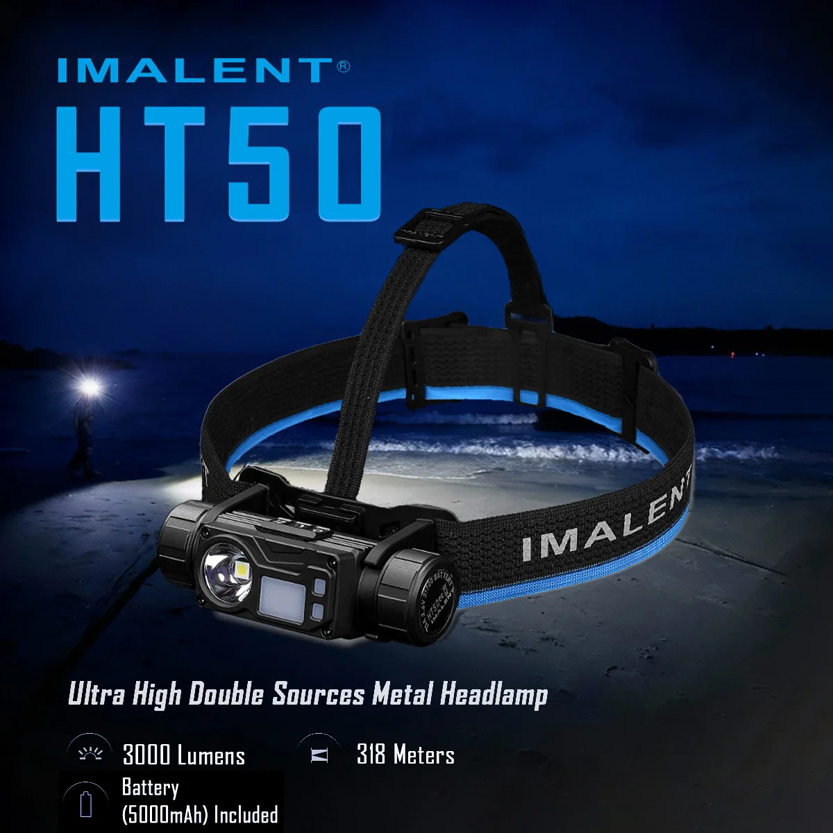

Imalent HT50 Rechargeable Headlamp 3000 Lumen Led Flashlight Super Bright Head Lamp with Red White Light for Outdoor Activities
