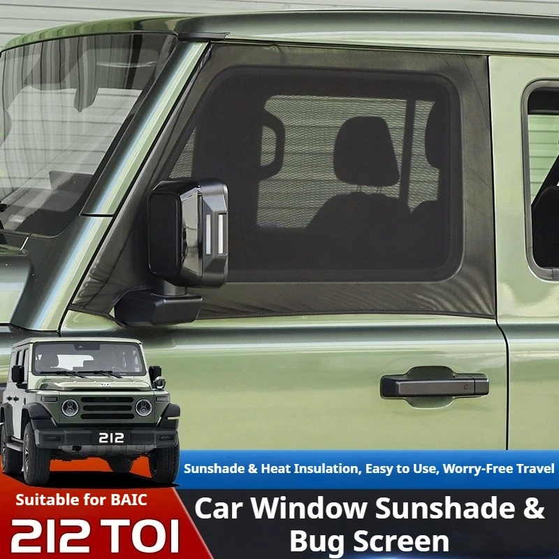 For BAIC BAW 212 T01 2024‑2025 Door Window Sun Shade Net Breathable Mosquito Proof Mesh Screen Exterior Trim Car Modification