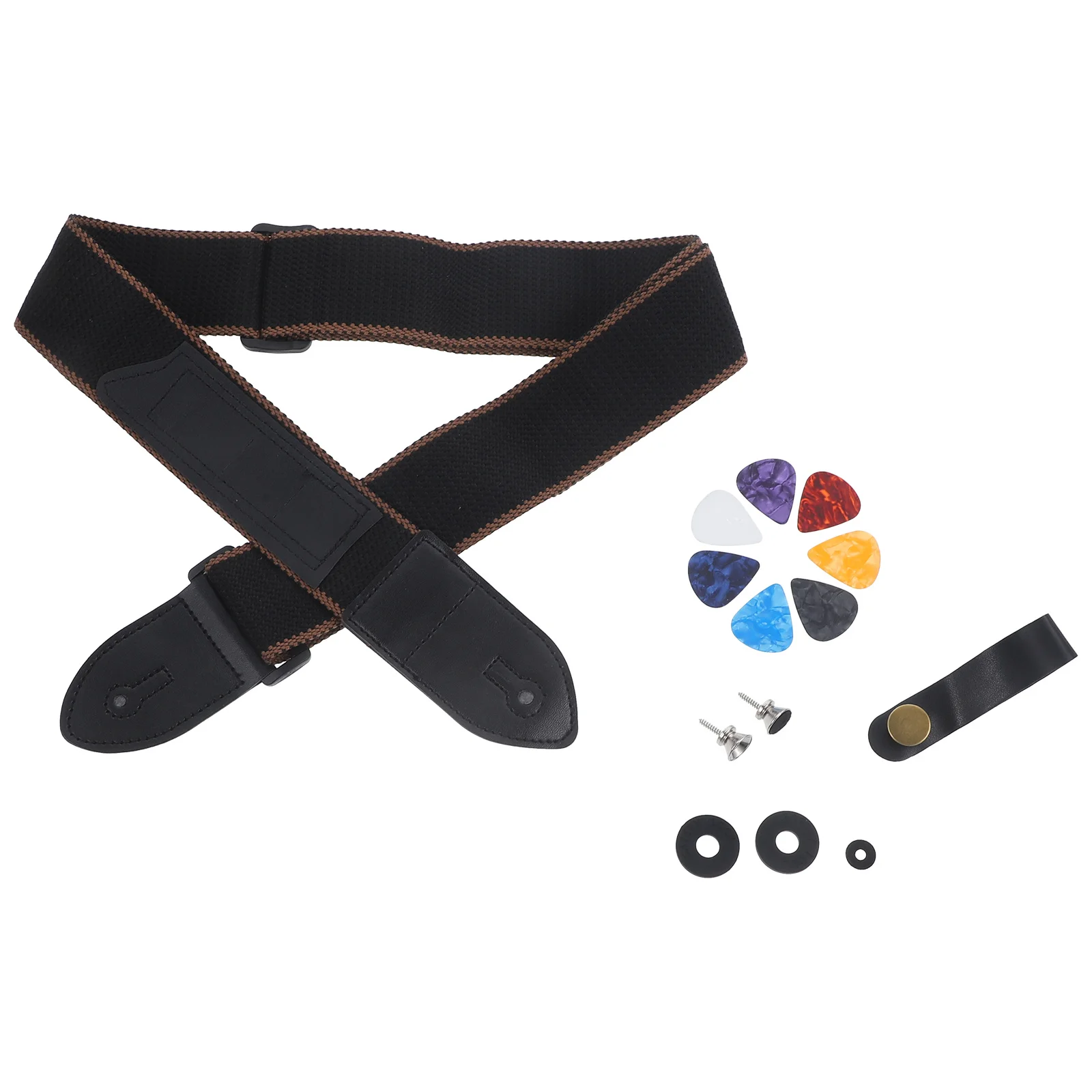 

1Set Guitar Strap Kit Soft Ends Easy Install for Acoustic Electric Bass Guitar Performance Parts Instrument Strap,