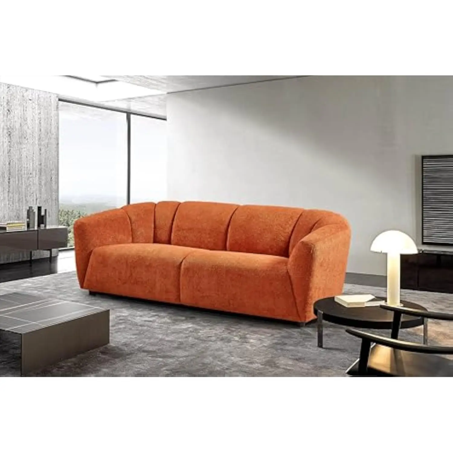 3 Seater  Upholstered Modular Sectional Sofa Cloud Couch Cozy Overstuffed Teddy Fleece Loveseat Sofa&Couches with Curved Wide