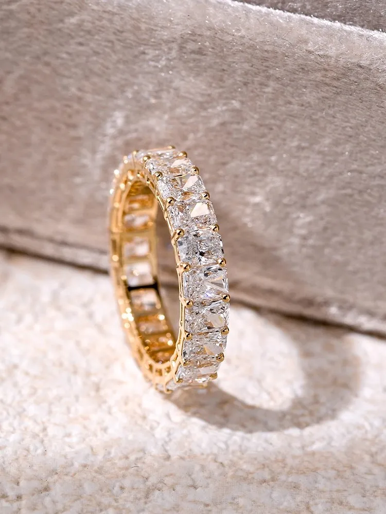 خاتم زفاف ماسي من الذهب عيار 18 قيراط مصنوع من الماس المزروع بألوان DEF تتراوح من 0.2 قيراط إلى 0.5 قيراط خاتم الفرقة الخلود #4