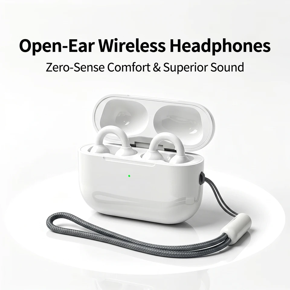 New TWS Clip On Bone Conduction Earphones Bluetooth 5.3 Wireless Earbuds Digital Display Comfort Sport Headsets for Running Smar