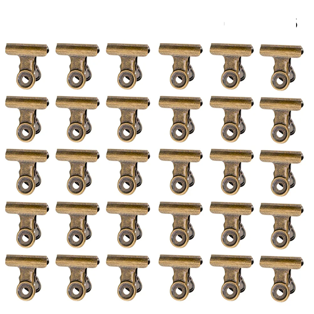 40pcs Metal Round Tail Clip Binder Clip Stationery Clamp Metal Paper Holder for School Office Home (Bronze）