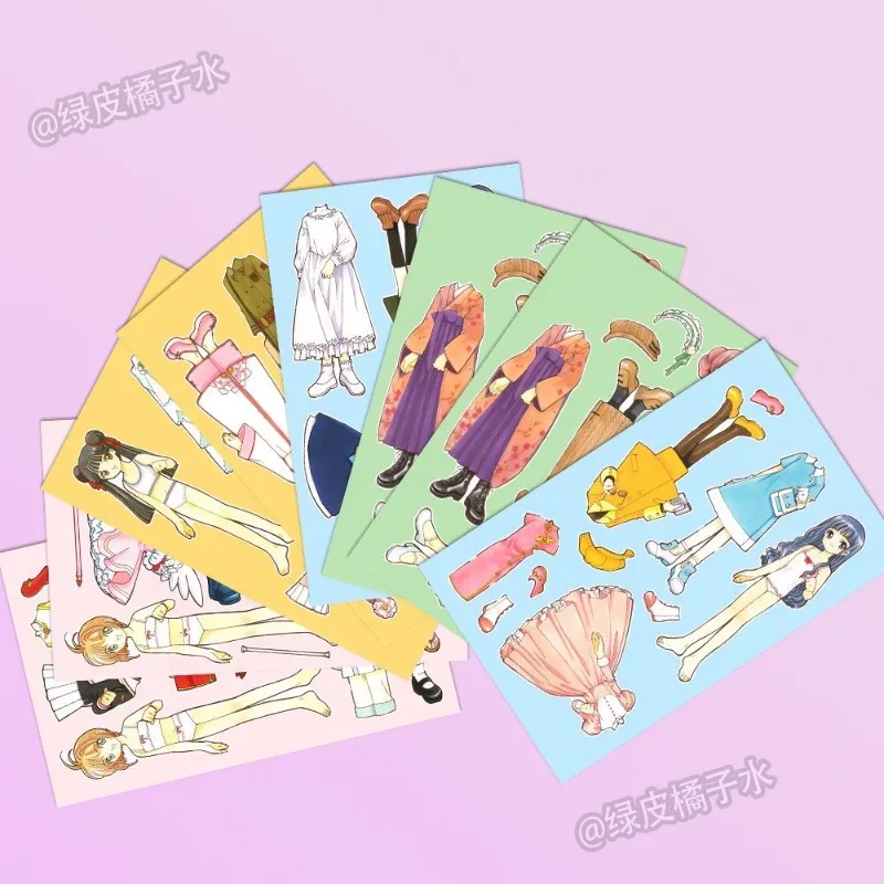 Cartão captor sakura outfit adesivos kinomoto sakura tomoyo daidoji anime periférico bonito dos desenhos animados criatividade diy adesivo presentes