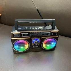 High Quality Stereo Sound Wireless BlueTooth Speaker Multiband Fm/TV/AM/SW Radio Boombox With RGB Disco Light MP3 Music PIaye