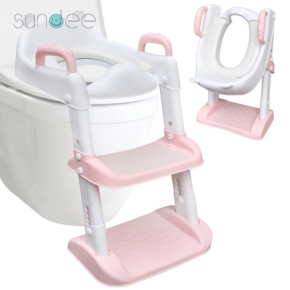 Folding Baby Pot Seat Urinal Backrest Chair Kids Potty Training Toilet Adjustable Step Stool Ladder Toddlers Safe Toilet Chair