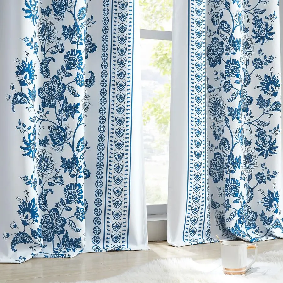 

Ботаническая затемняющая штора для окна, 84 дюйма, шумопоглощающая, термоизоляционная, для спальни, с люверсами, 52 дюйма в ширину, темно-серая