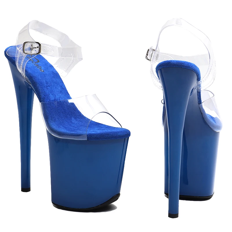 Leecabe 20cm/ 8inches PVC Upper Trend Fashion Open tToe High Heel Platform Ankle Strap Sandals Pole Dance Shoes