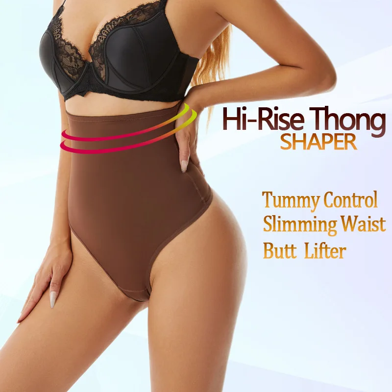 Cross-border Women's High Waist ThongT-back Tummy Control Panties with Non-slip Waistband Strong Waist Cinching and shaper