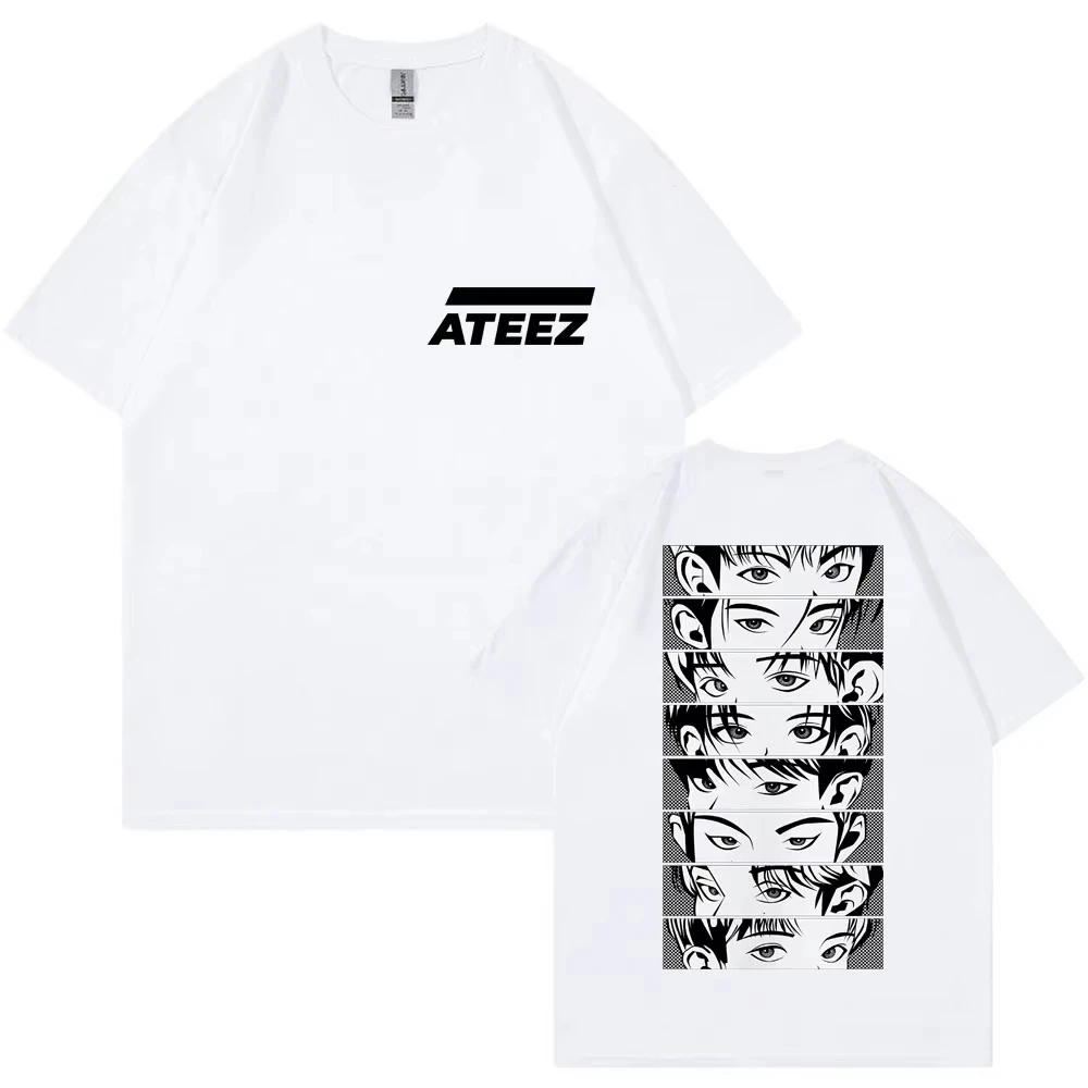 

Футболка Kpop Ateez The World Ep Fin Will Tour, модная винтажная хип-хоп футболка, мужская и женская, корейская, свободного кроя, хлопковая, Y2K, уличная одежда