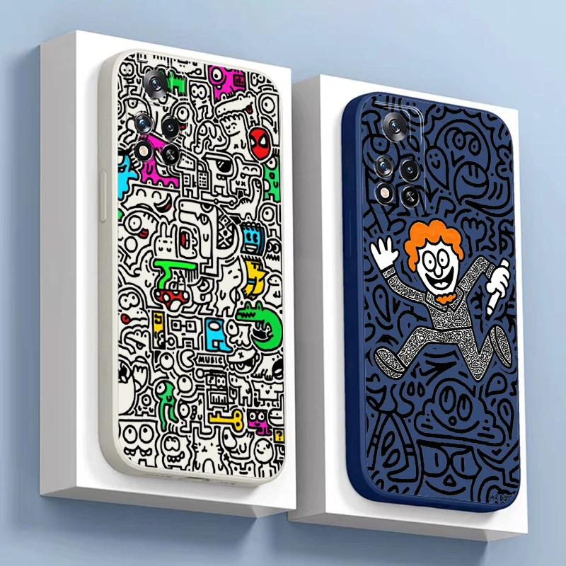 Cute Cartoon Graffiti Mr.Doodle For Xiaomi Redmi 13C 12 12C 10X 10C 10 9 9A 9C 9i 9AT Phone Case Carcasa Coque Funda