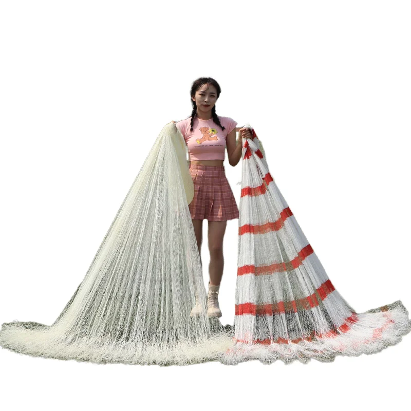 شبكة صيد عالية القوة HDPE من مادة النايلون PA بطول مخصص نمط حيدة مع ثقالة من الرصاص وجيب سفلي لصيد الأسماك