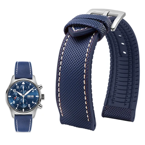 Para IWC Pilot Mark 18 portugués Tudor Breitling correa de reloj inferior de goma de nailon correa de reloj 19mm 20mm 21mm 22mm 23mm 24mm