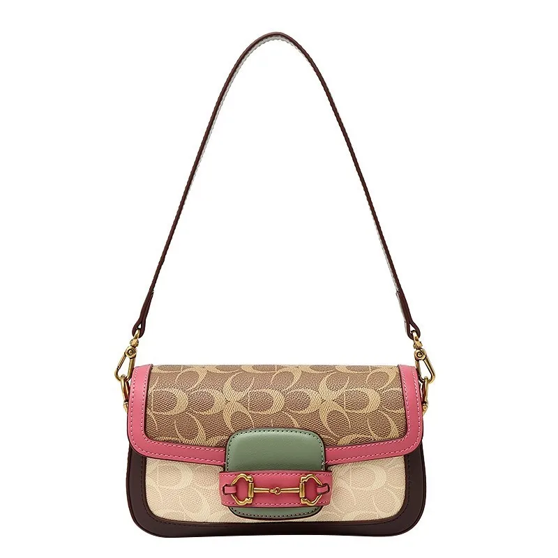 حقيبة نسائية 2025 حقيبة كتف جديدة راقية متعددة الاستخدامات بألوان متباينة حقيبة رغيف الفرنسي للإبط حتى حقيبة حقائب صغيرة #5