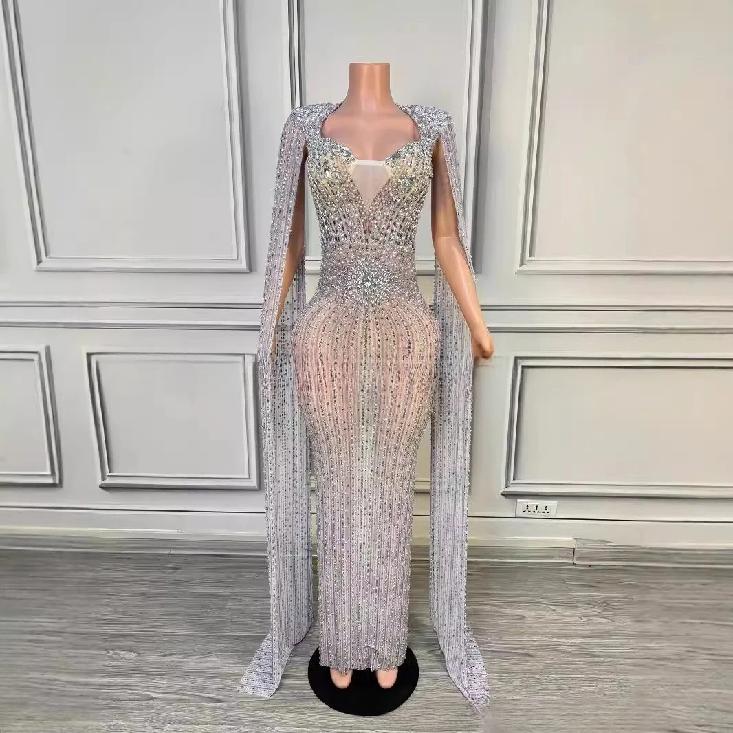 

Deep V Bright Diamonds Luxury Cocktail Party Evening Dress Miss Universe Pageant Model Runway Compass Vestidos De Fiesta De Lujo
