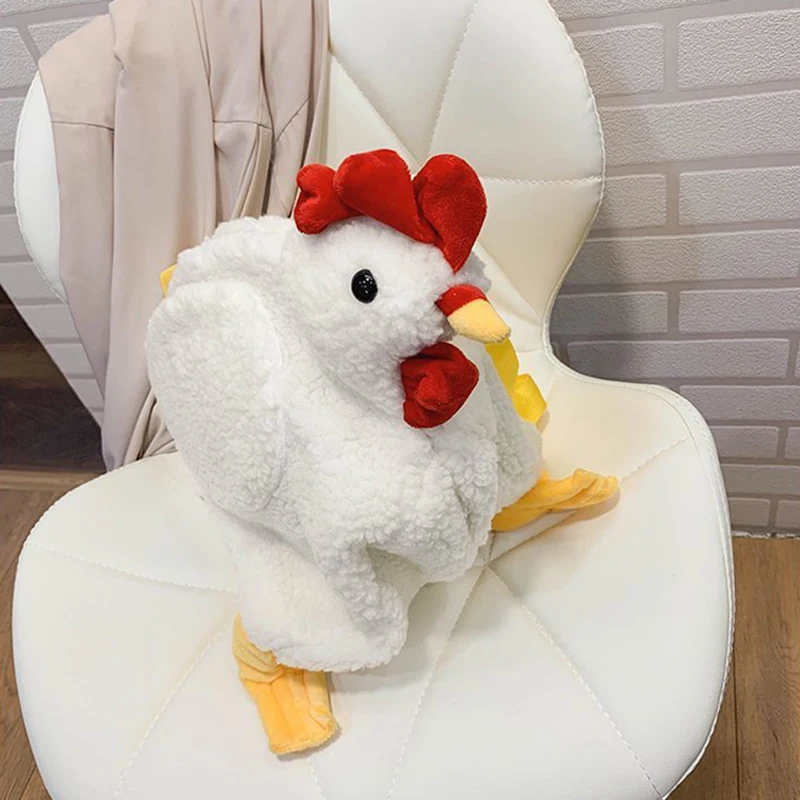 Women Chickens Shape Plush Bag Cute Cartoon Chicken Crossbody Shoulder Bag Travel Satchel Purse for Women Girl Handbags Bags