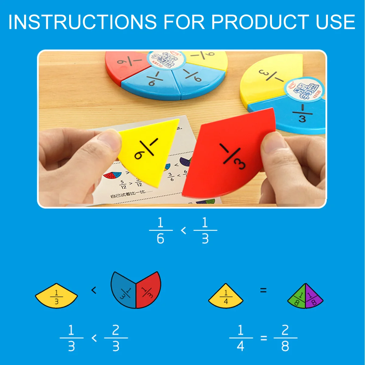 1Set pädagogische Bruchkreise, buntes, langlebiges Mathe-Lehrset, hilft bei der Visualisierung von Brüche, Multiplikation, Zählen