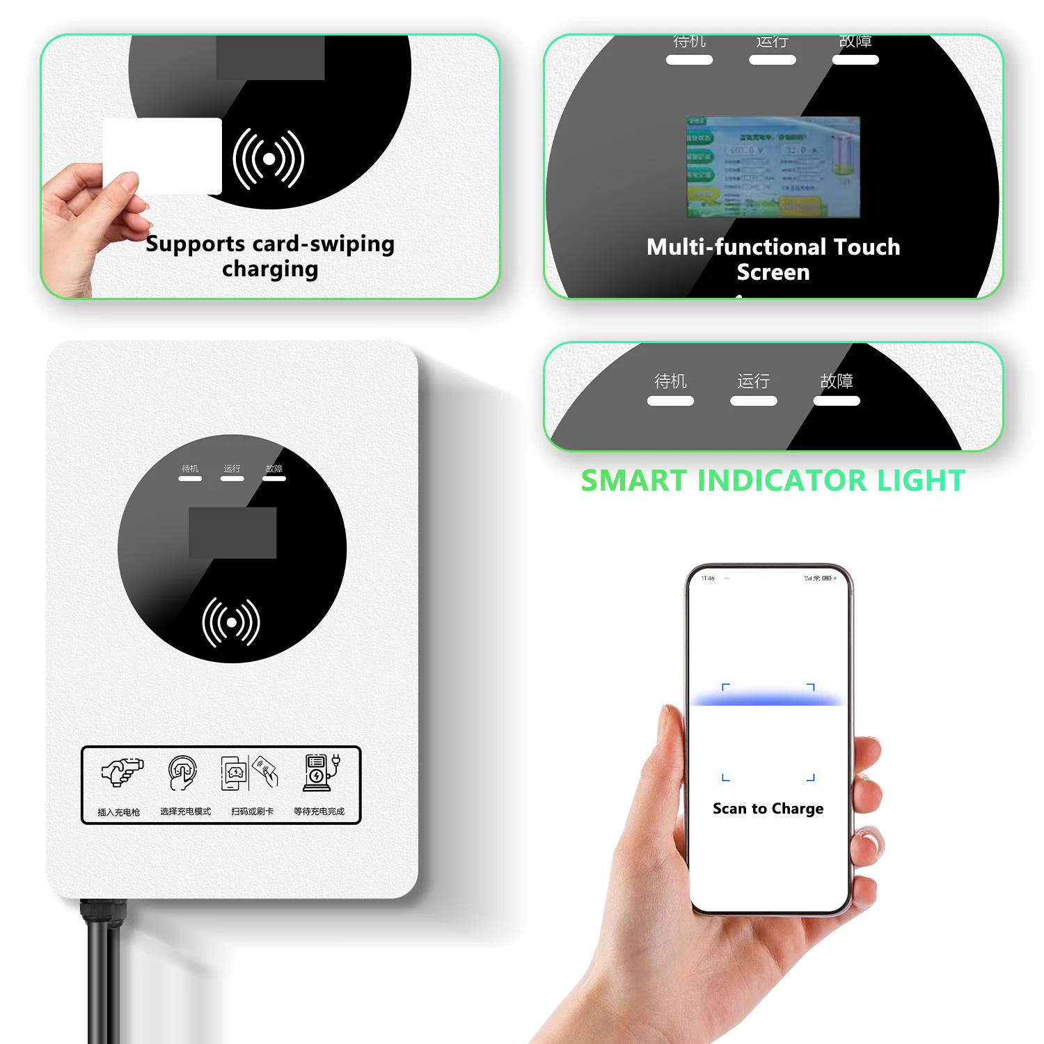 Charging Station for Cars 20kw Ev Charger Box GBT Charger Electric Car Fast Wall Charging Station Wallbox for Byd Tang