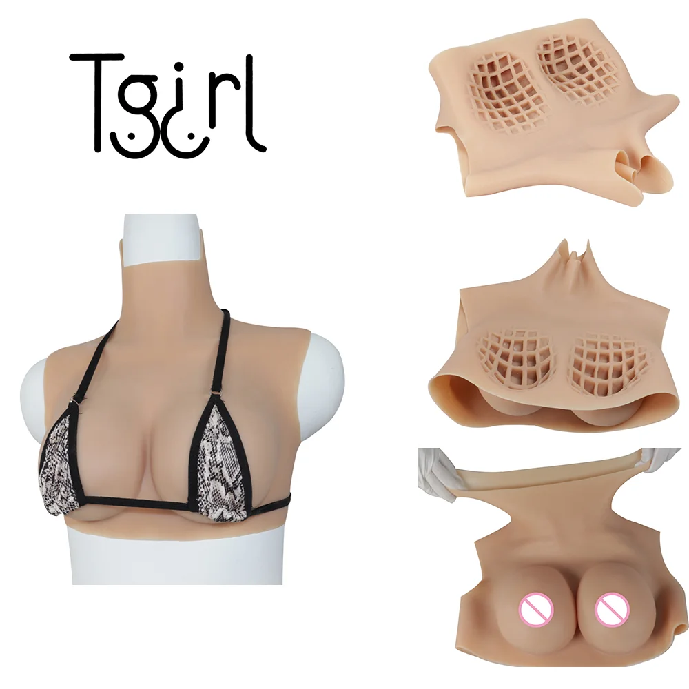 Tgirl C Cup Honeycomb Structure Fake Boobs Cosplay Silicone Fake Breast for Transgender Crossdressers