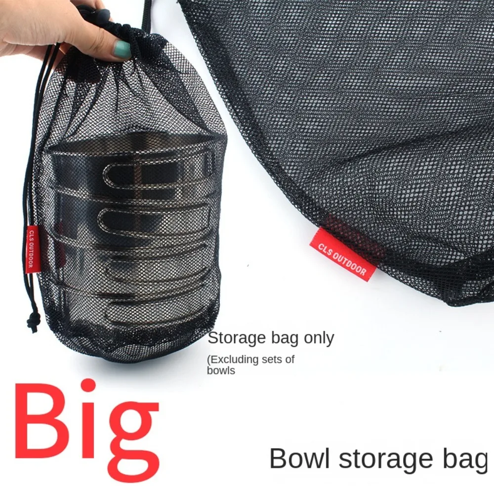 1 Stuks Multifunctionele Trekkoord Tas Duurzaam Bestek Mesh Zakje Draagbare Pot Pan Draagtas
