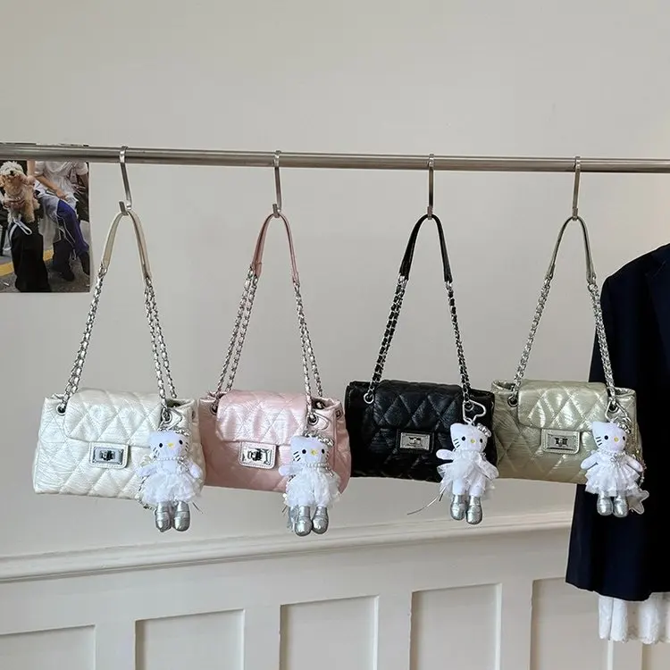 

2026 New Lingquan Embroidery Thread Bag Women's Foreign Versatile Chain Crossbody Bag Fashionable One-Shoulder Small Square Bag
