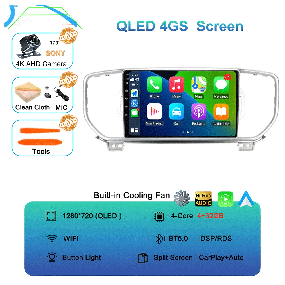 Android 16 autoradio multimediasysteem navigatie GPS 2 Din stereo DVD accessoires speakers voor KIA Sportage 4 KX5 2016 - 2018