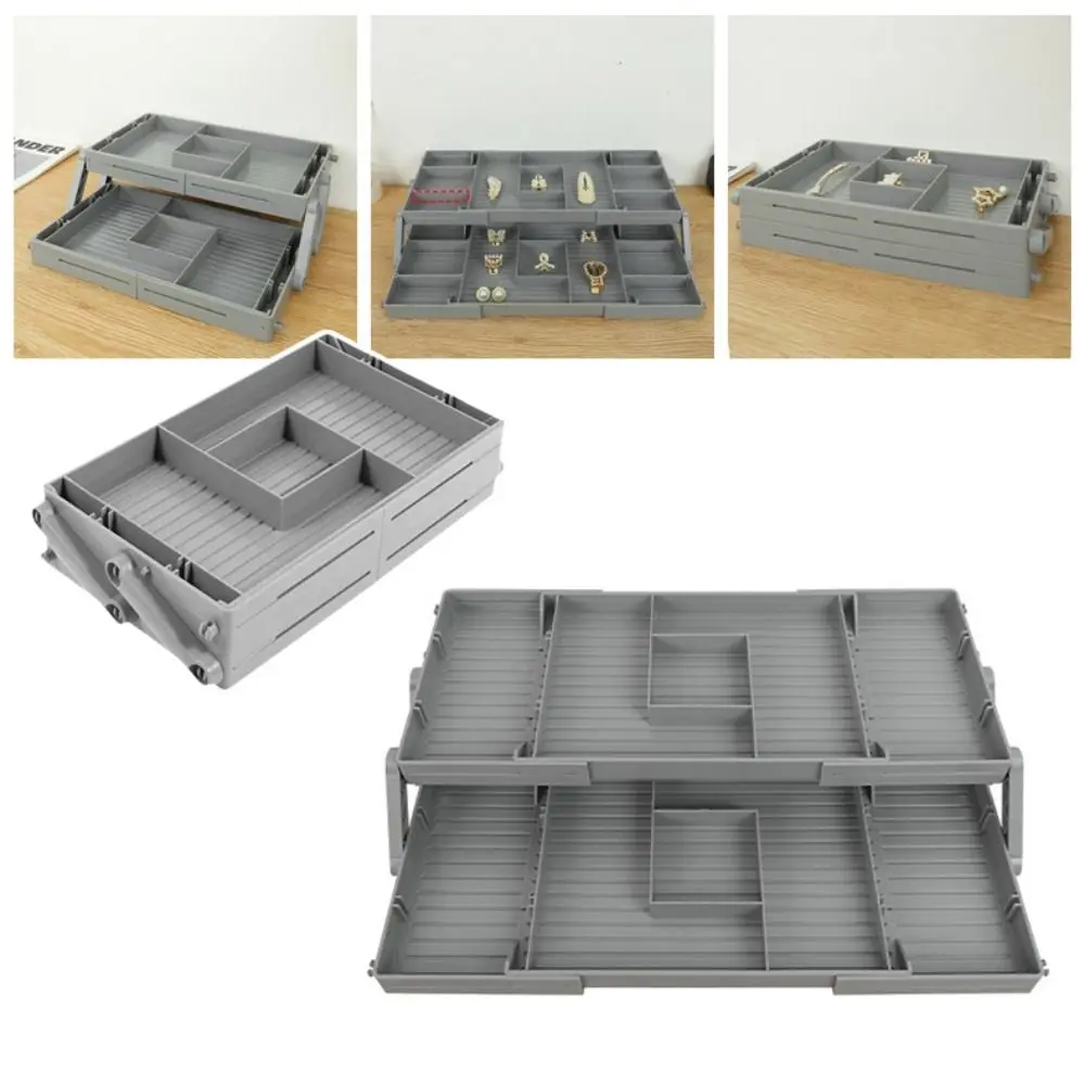 

Складной органайзер для косметики и украшений, 2/3-слойный, экономящий место, пластиковый, складной контейнер для хранения