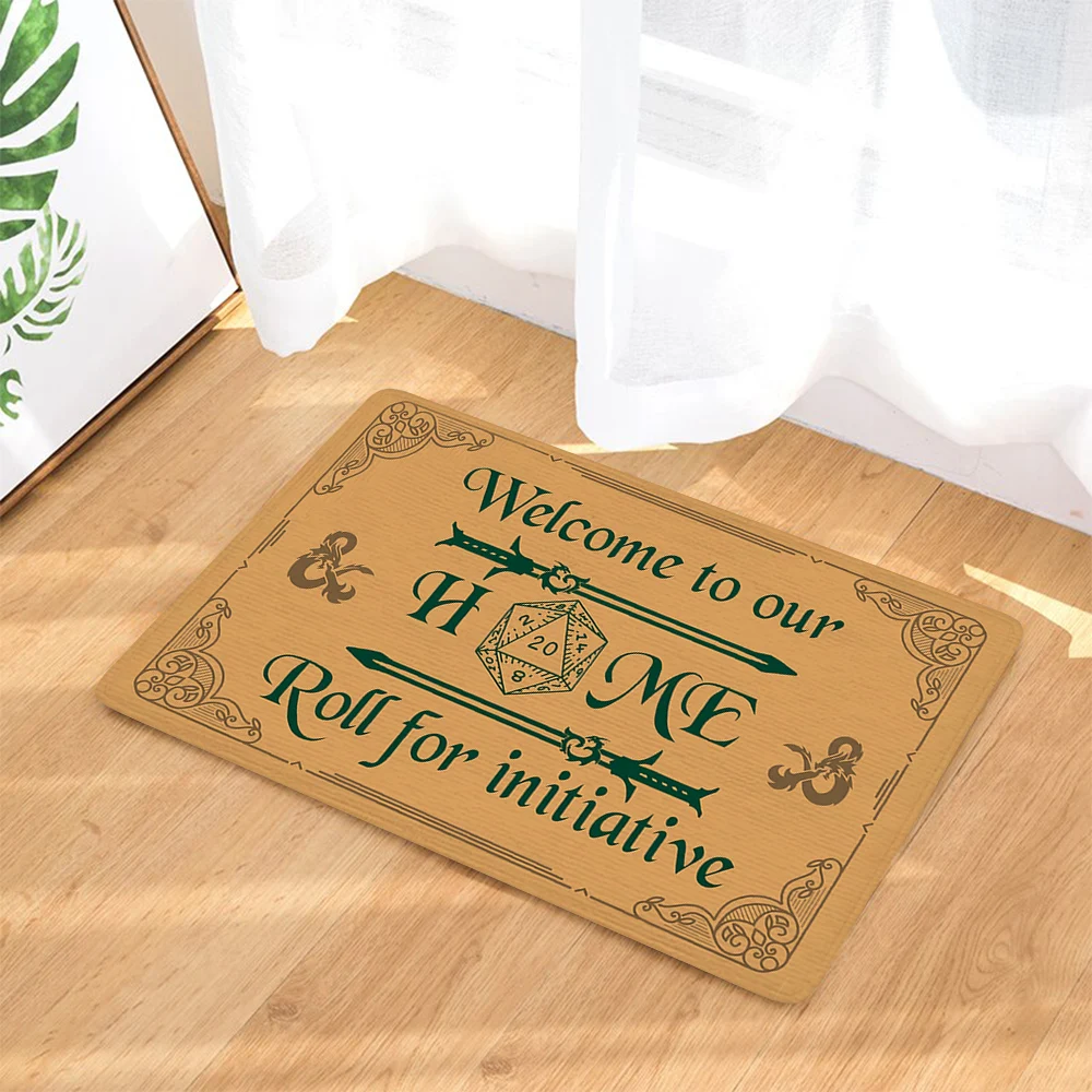 HX Flannel Floor Mats 3D Graphic Welcome To Our Home Roll for Initiative Indoor Outdoor Doormat Funny Door Mat