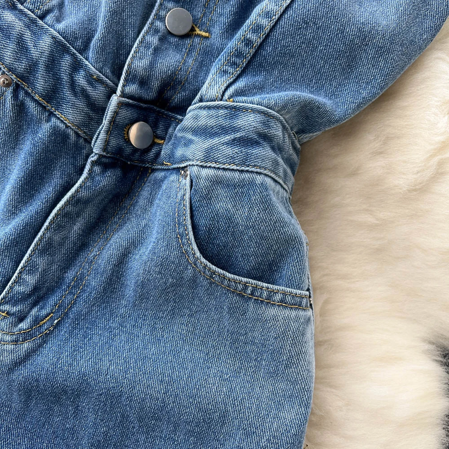 Pantalones vaqueros sin tirantes de una sola botonadura para mujer, mono ajustado de cintura alta, pantalones vaqueros de pierna ancha versátiles de moda coreana