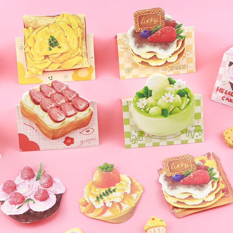 8pcs/lot Bread Toast Special-shaped Sticky Notes Ins for High-looking Students Sticky Personalized N Times Stationary Sticky Tab