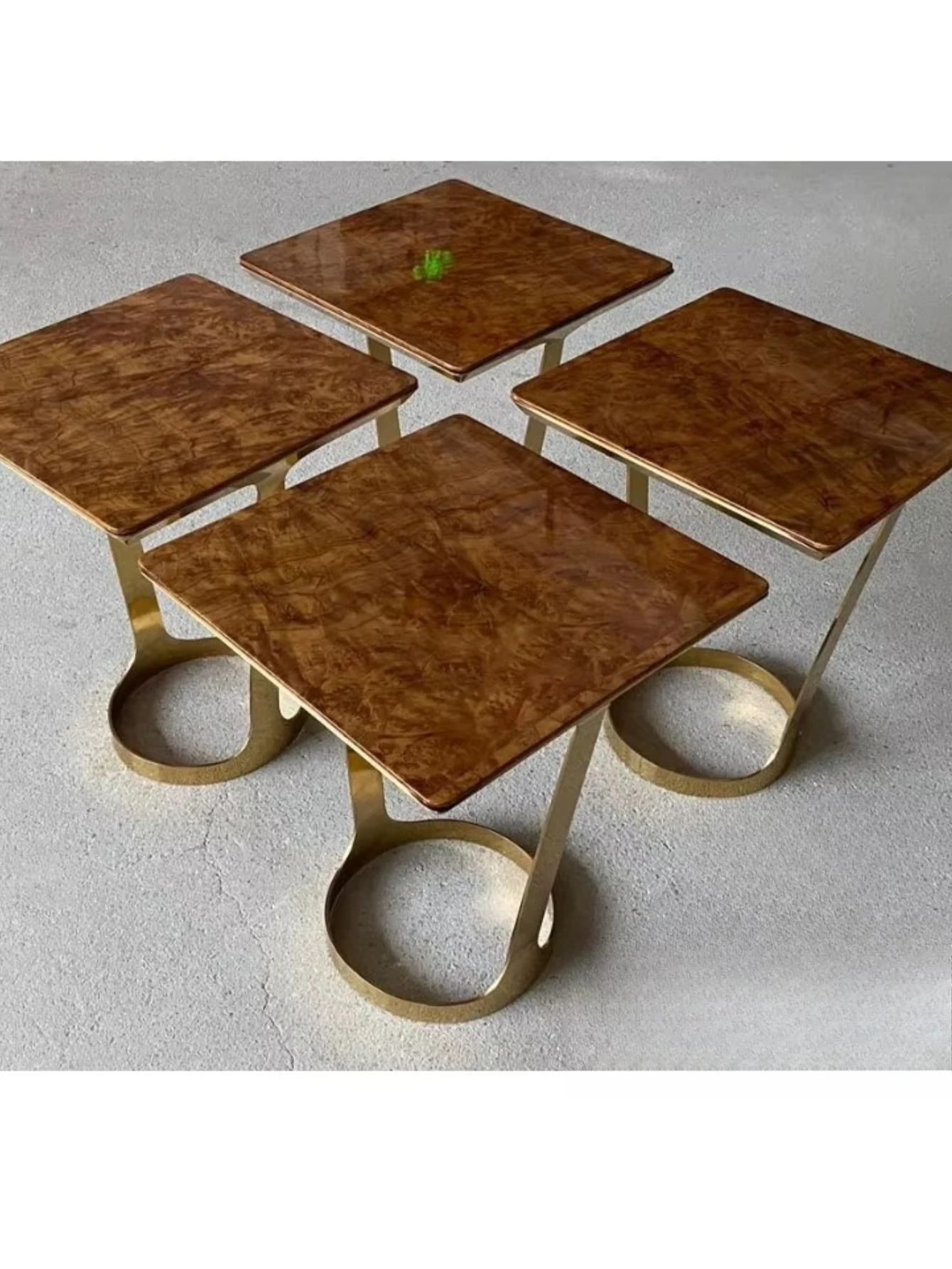 

Fashion marble board surface coffee table Nordic metal foot function coffee table