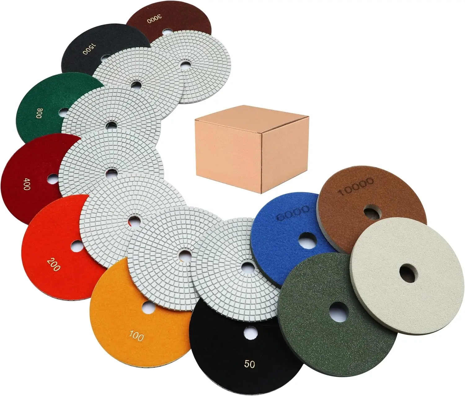 

Набор из 9 алмазных полировальных дисков 6 дюймов, для влажной/сухой полировки, зернистость 50-10000, для бетона, камня, гранита, плитки
