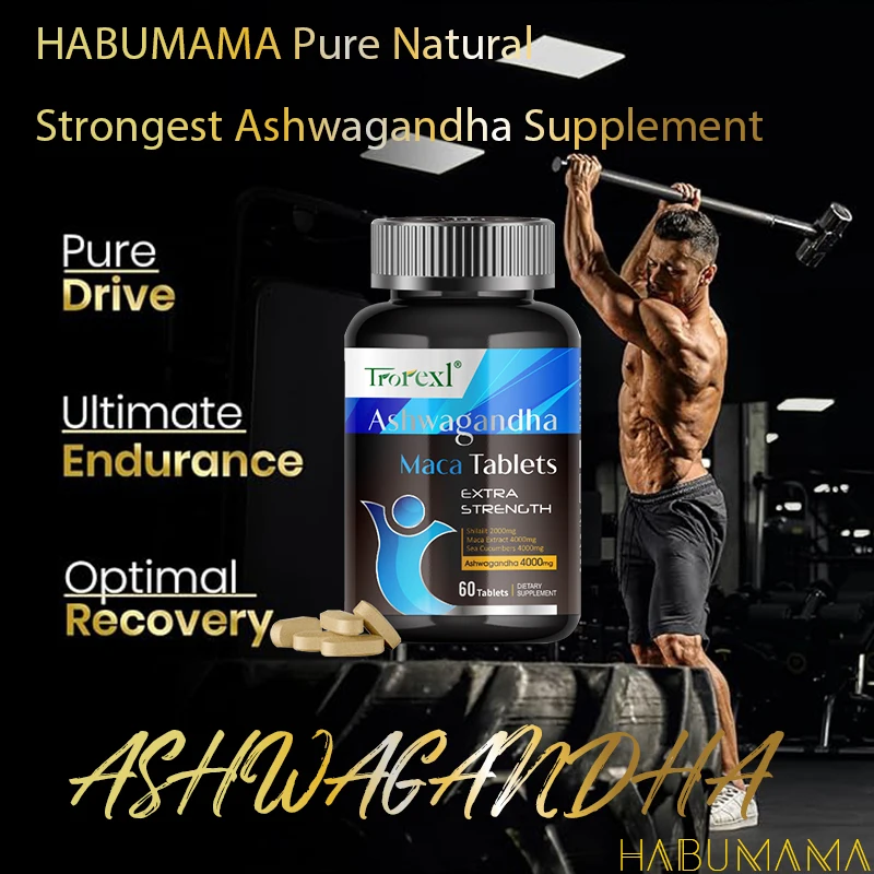 Pure Organic Ashwagandha Root Extract Capsule Supplement Help Stress, Focus, Brain, Energy Support Sleep Health